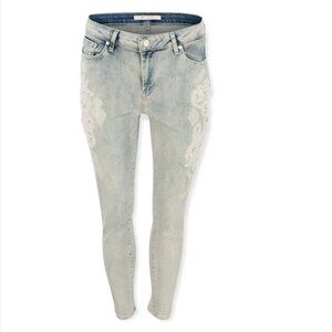 Monari Italia Slim fit light wash embroidered NWT jeans size  12 retail $315